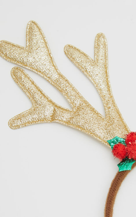 Picture of 72854 CHRISTMAS GOLD GLITTER REINDEER ANTLERS BAND